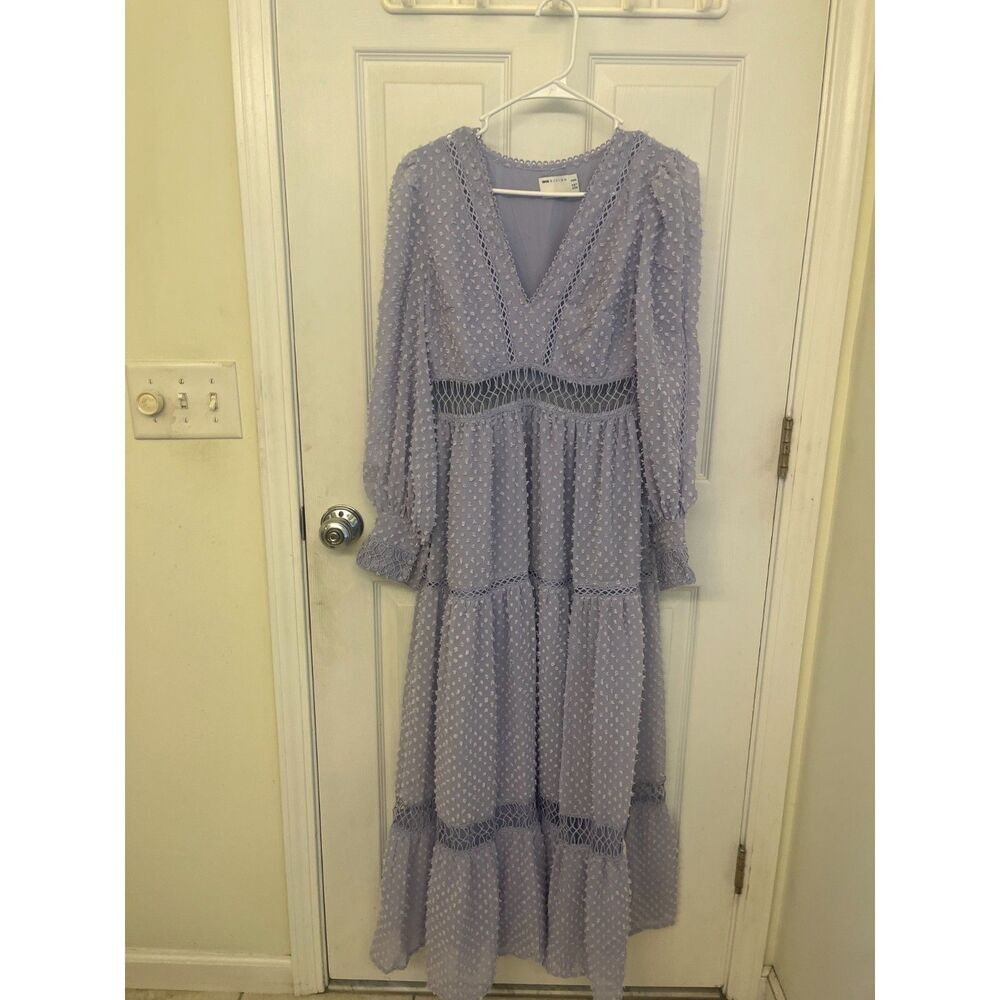 NWT ASOS DESIGN Petite Lavender Swiss Dot Lace Maxi Dress Size 8